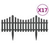 Lawn Edgings 17 pcs Anthracite 32.8' PP