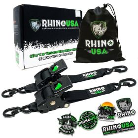 Retractable Ratchet straps, SecureTle-Downs with Rubber-Coated SteelHandles,S-Hooks & DurableHardware, for Motorcycle, Jetskl,kayakBreaking strength (Color: Black-2)