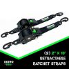 Retractable Ratchet straps, SecureTle-Downs with Rubber-Coated SteelHandles,S-Hooks & DurableHardware, for Motorcycle, Jetskl,kayakBreaking strength