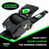 Retractable Ratchet straps, SecureTle-Downs with Rubber-Coated SteelHandles,S-Hooks & DurableHardware, for Motorcycle, Jetskl,kayakBreaking strength