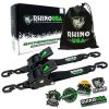 Retractable Ratchet straps, SecureTle-Downs with Rubber-Coated SteelHandles,S-Hooks & DurableHardware, for Motorcycle, Jetskl,kayakBreaking strength